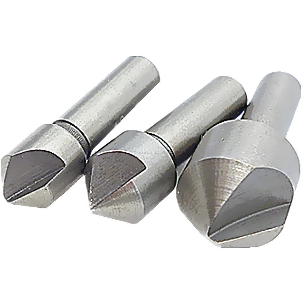 3pcs Hss Single Flue Countersink Set Steel Chamfering Milling For Wood