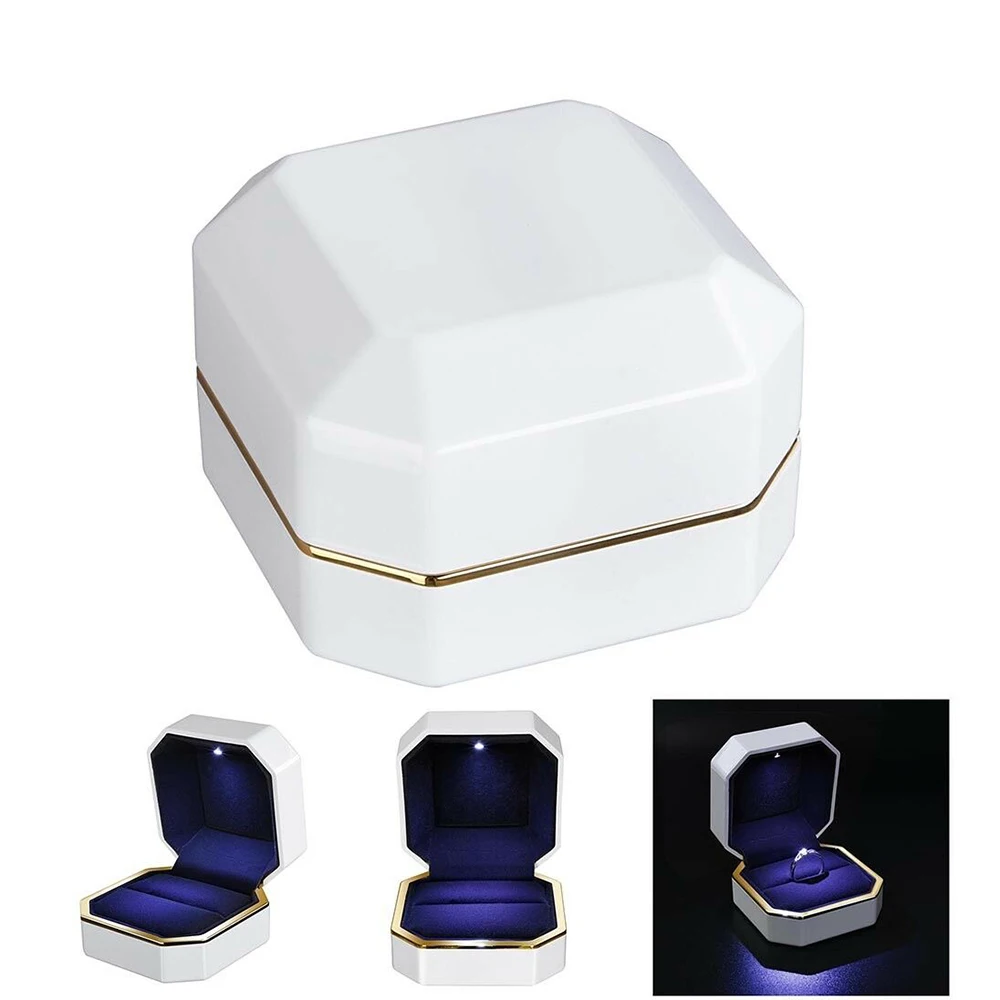 Роскошная женская светящаяся коробка для колец, высококачественный светодиодный бархатный держатель для свадебного кольца
