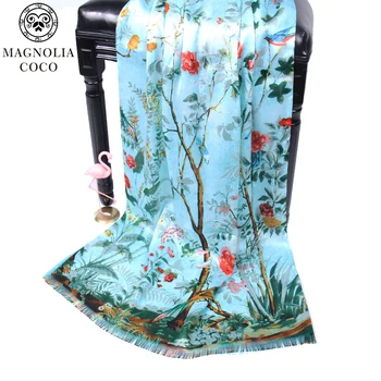 

bandana Summer women Double Scarf Top Quality Autumn Silk Scarf Printed Shawl Long Female Lady Stealing Christmas Present