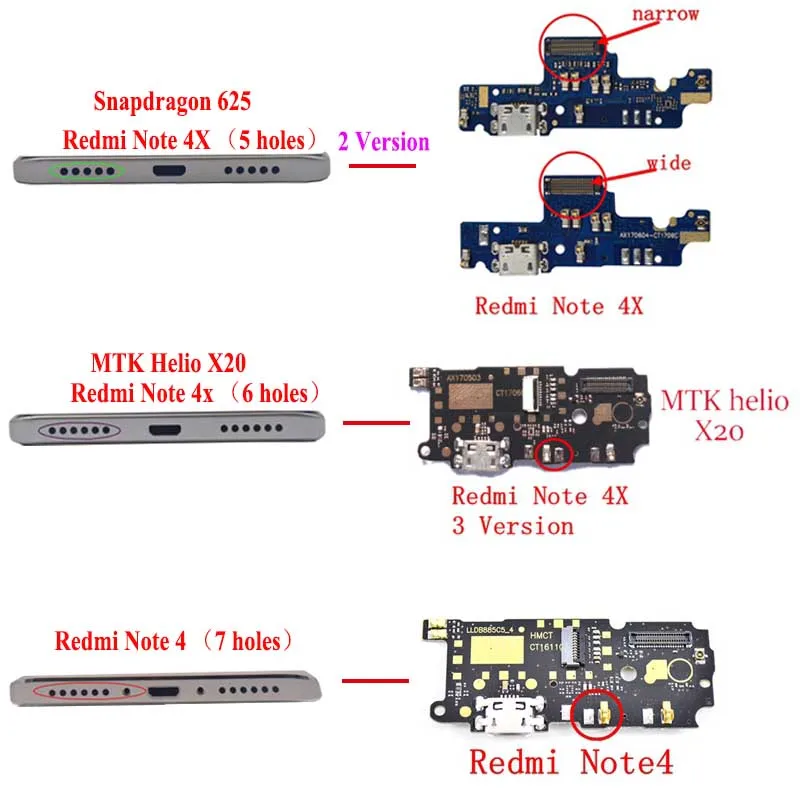 For Xiaomi Redmi Note 4 MTK USB Charger Charging Port Ribbon Flex Cable Micro USB Dock 2