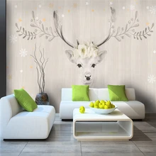 Custom 3d wallpaper American retro Mori pastoral elk hand painted watercolor floral wall - Silk waterproof material Custom 3d wallpaper American retro Mori pastoral elk hand painted watercolor floral wall - Silk waterproof material