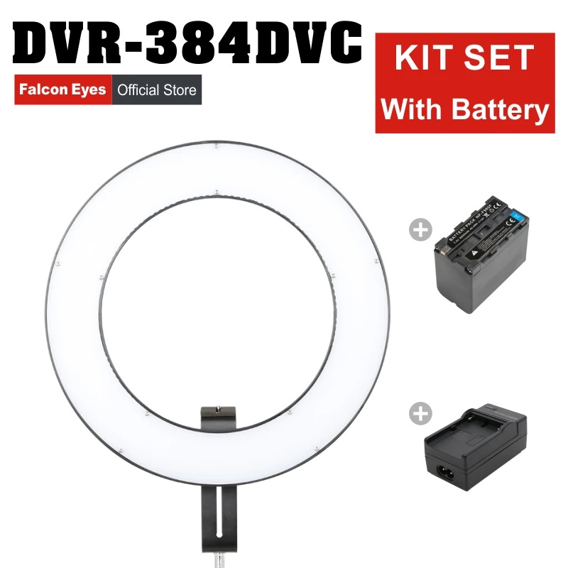 

Falcon Eyes 32W 384 Ring LED Panel 3000-5600K Dimmable Photo Video Film Studio Photography Continuous Light DVR-384DVC kit set