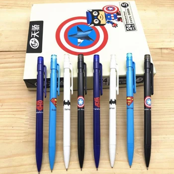 

4 Pcs/set Kawaii 0.5/0.7mm Super Hero Captain America Superman Bat Press Automatic Mechanical Pencils Gifts Korean Stationery
