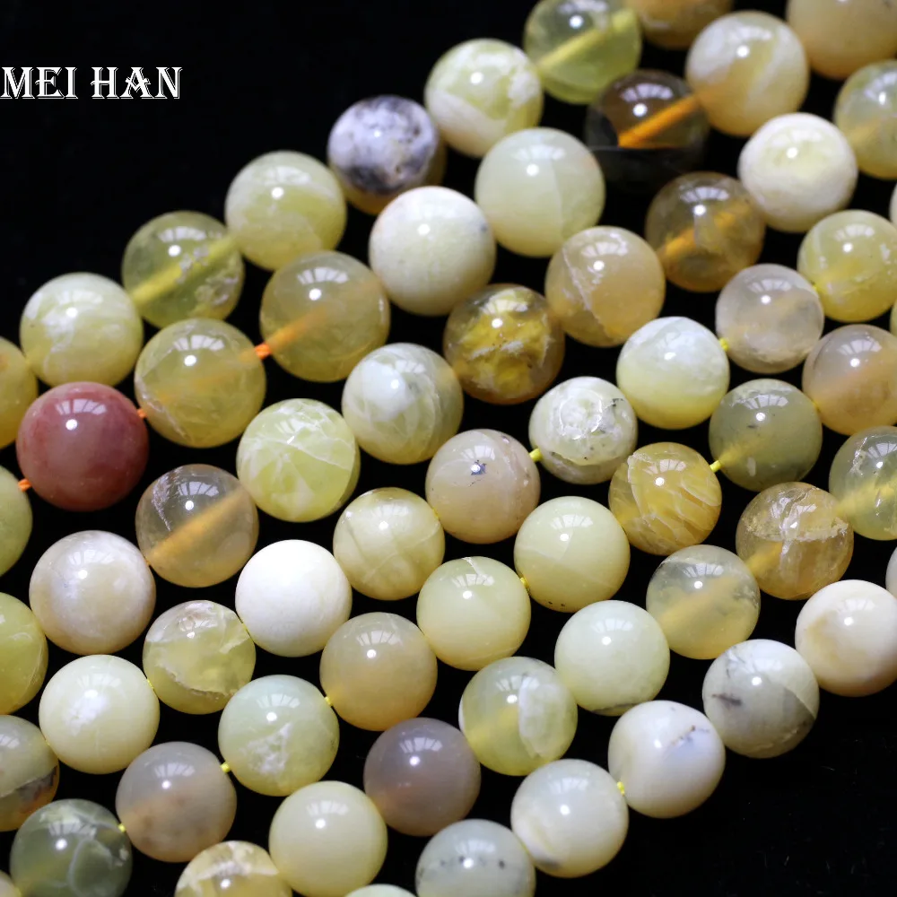 

Meihan wholesale natural 10mm(approx 40g/set/38pcs) green yellow opal smooth round gem stone loose beads for jewelry DIY making