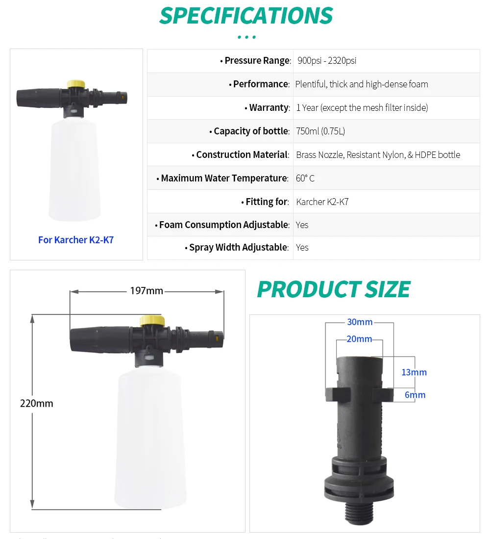 Lavadora de Carros Garrafa para Karcher Lavadora de Alta Acessórios de Limpeza de Carro Cidade Lobo Neve Espuma Bico Sabão Pulverizador K2-k7 Pressão 3 Lavadora automotiva