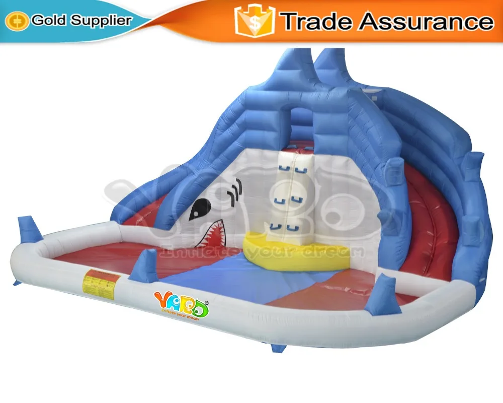 

YARD Shark Inflatable Slide with Cannons Outdoor Water Park Swimming Pool for Kids