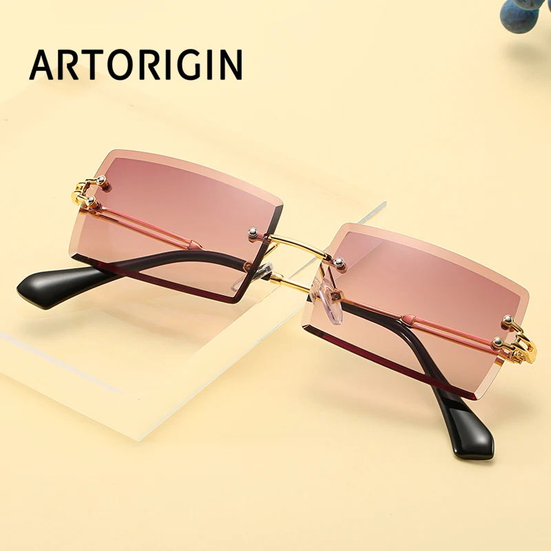 

Rimless Small Rectangle Sunglasses Women Brand Square Sun Glasses for Women 2019 Summer Vintage Female Shades UV400 Tint Glasses