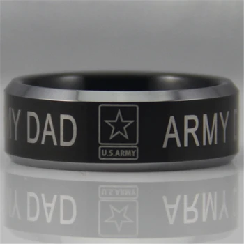 

YGK JEWELRY Hot Sales 8MM Military Army Dad Design Men's Black Tungsten Comfort Fit Ring