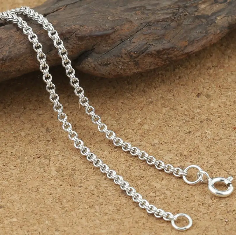 

Pure Silver 2mm Thick Necklace Double Round Circle Chain Silver Necklace Sterling 925 Silver