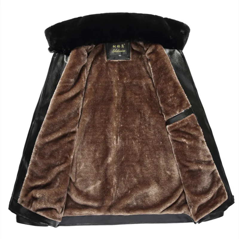New arrive brand Casual Mens Leather Jacket Men Coats High Quality Faux Fur Outerwear Men Winter PU Male leather coats Fleece