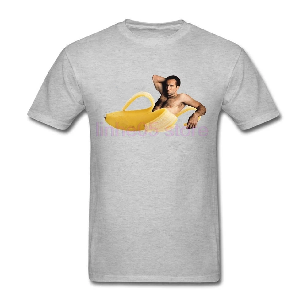 

Printed T Shirts Banana Cage Nicolas Cage T shirt 100% Cotton Funny Tee Shirt Harajuku Free shipping