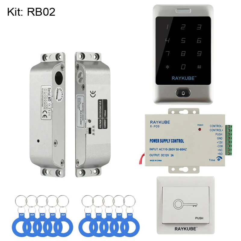RAYKUBE дверной комплект контроля доступа система с металлической сенсорной клавиатурой RFID ключи электронный комплект замков - Цвет: RB02