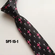 5 см Горячие мужские Узкие галстуки Повседневный галстук из полиэстера черный с розовым крестом гравата для церкви