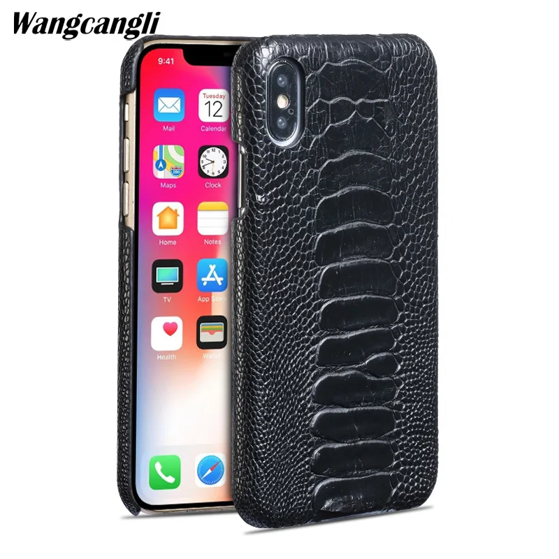 

Wangcangli Luxury leather phone case for iPhone X rare ostrich foot skin phone case mobile phone protection back shell