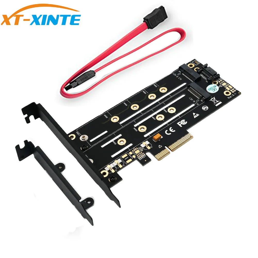 

Dual M.2 NGFF SSD NVME M Key + B Key to PCI Express 3.0 4X Host Controller Expansion Card PCIE M2 SATA Riser Adapter w/ Bracket