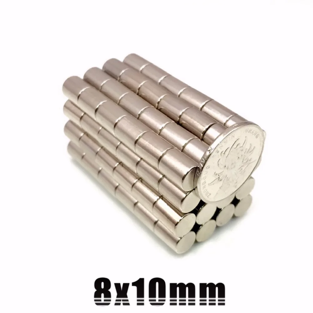 

2/10pcs 8*10 8mm x 10mm Super Round Cylinder Neodymium Permanent Magnets 8x10 NEW Art Craft Connection free shipping 8*10