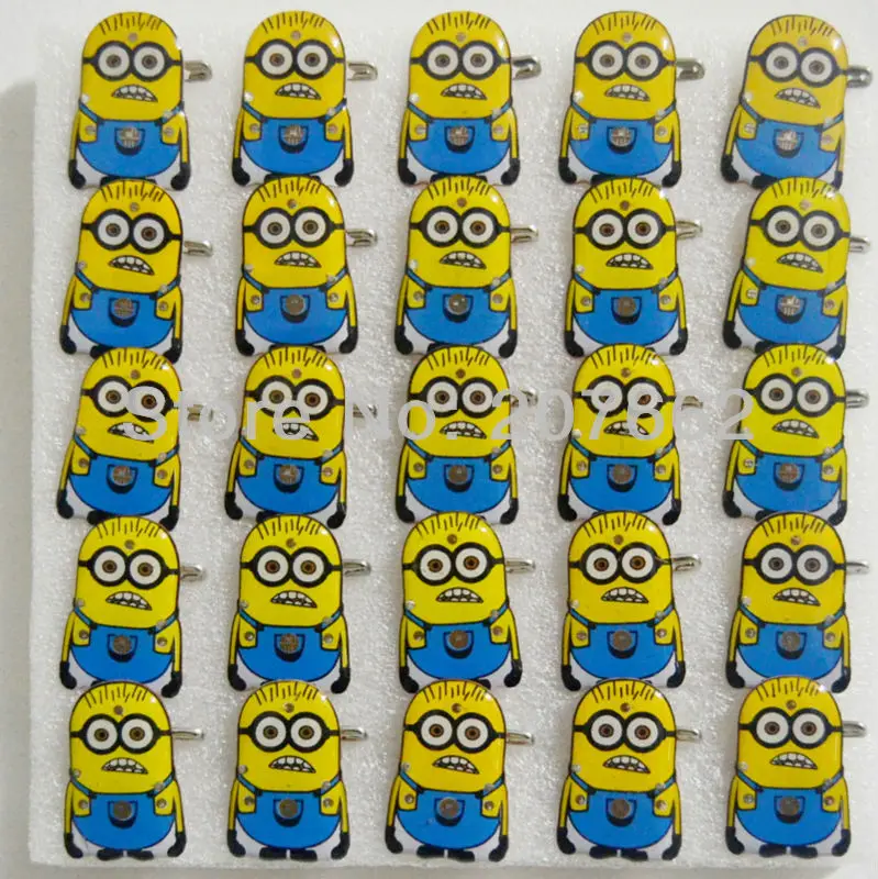 300pcs Lot 3pcs Light Led Flashing Breast Pin Minions Pin Led