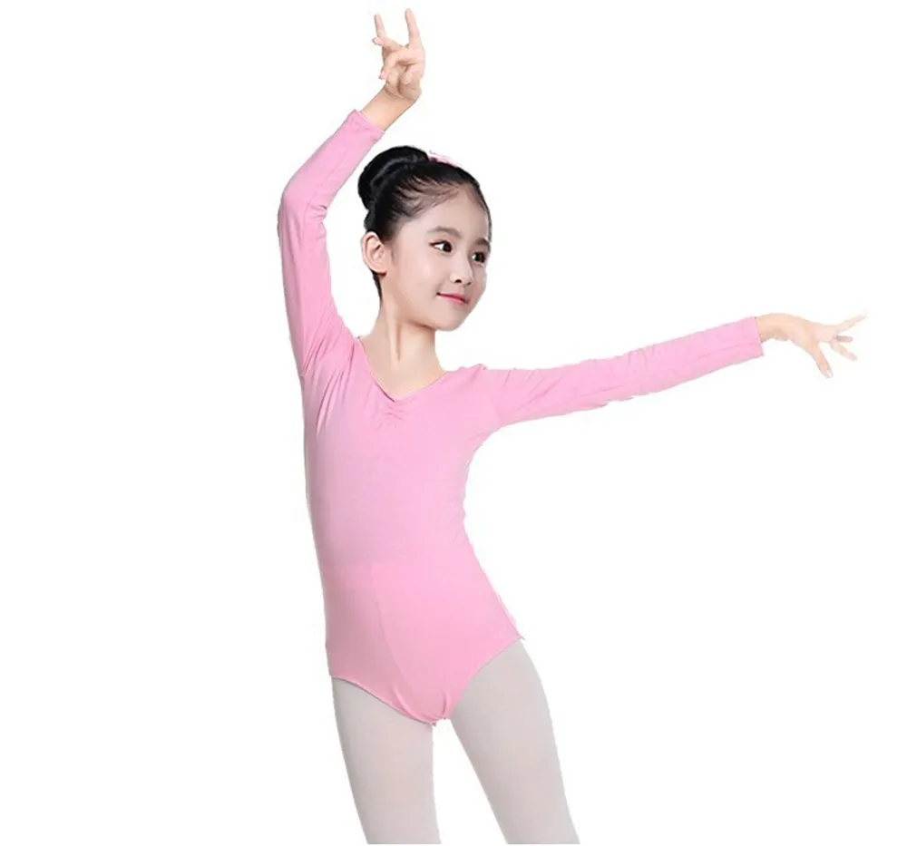 Трико для девочек ясельного возраста с длинным рукавом гимнастические трико лайкра дети танец живота боди балетный танцевальный костюм