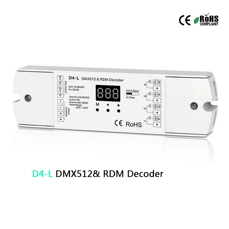 D12/D24/D4-XE/D4-L/D4/DS/DS-L/D4-P/D4-E постоянное напряжение DMX512& RDM декодер RGB Светодиодная лента контроллер светодиодный светильник Диммер - Цвет: D4-L