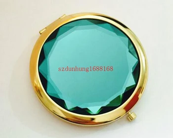 

500pc,Advertising Gifts Gold Crystal Beauty Makeup Folding Mirrors Double-side Golden Pocket Purse Handbag Travel Compact Mirror