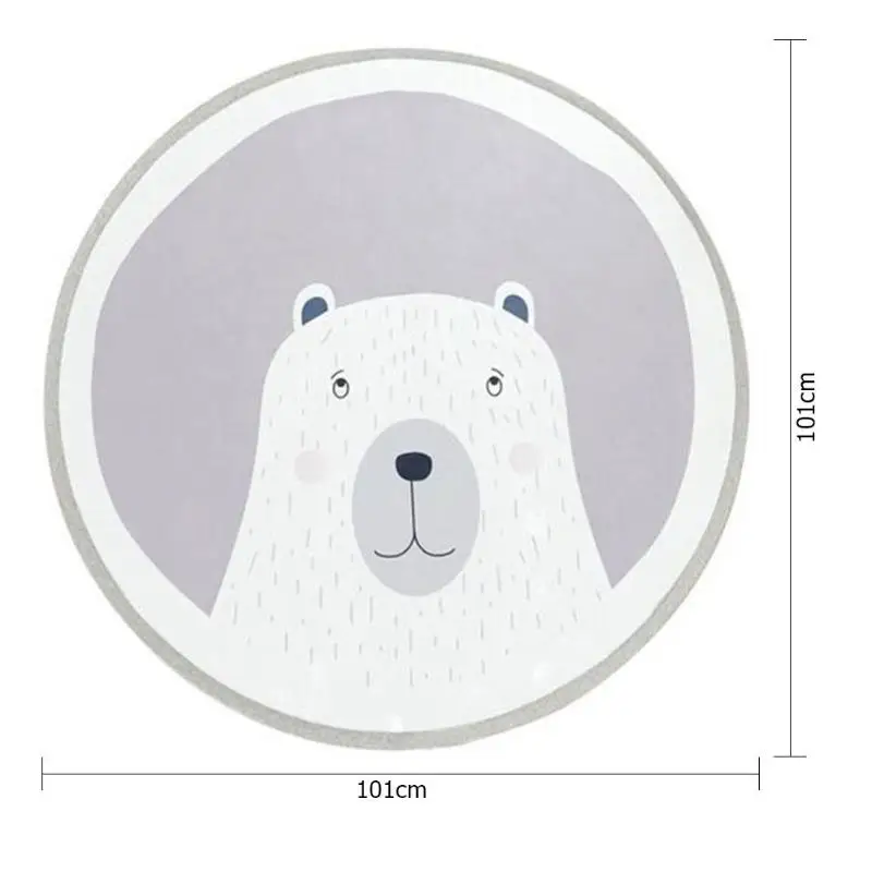 Cute Cartoon Animal Printed Round Baby Infant Play Mats Non-Slip Crawling Carpet Floor Rug Game Pad Children Room Decor