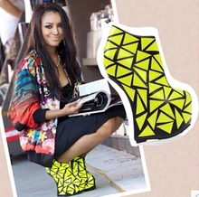 Women Sexy Shoes High-Heeled Pumps Fashion Neon Color Strange Style Short Women Boots Fretwork Heels Genuine Leather Shoes