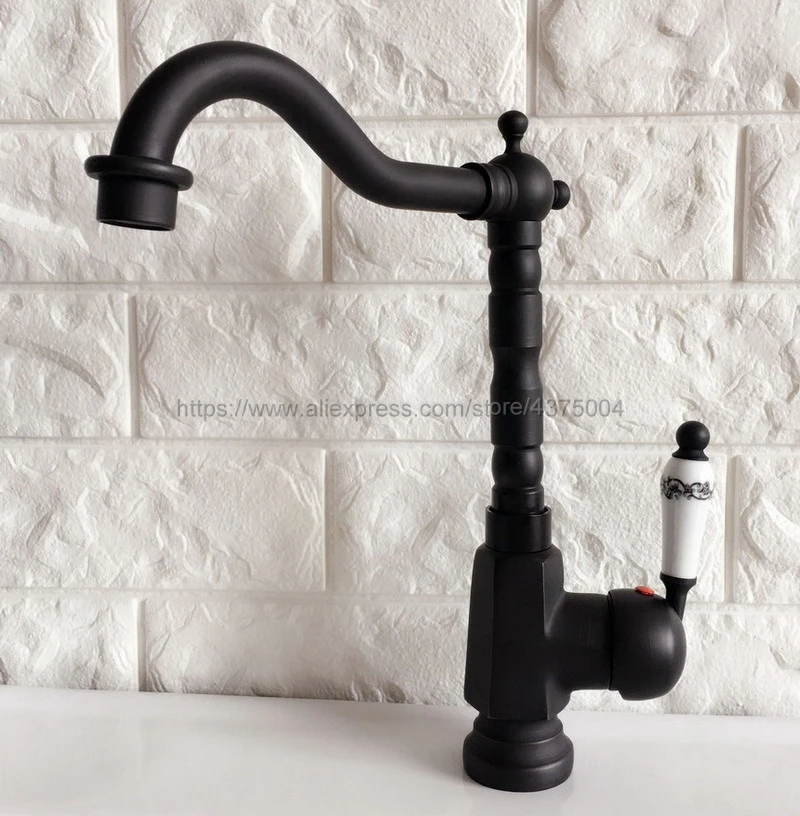 Bathroom Faucet Oil Rubbed Bronze Single Handle Hot & Cold Water Mixer Taps Wash Basin Bathroom Deck Mounted Faucet Nnf355