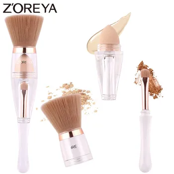 

ZOREYA Brand Traveling Makeup Brushes 3 In 1 Multi-functional Cosmetic Tool Powder Blusher Eye Shadow Brush Concealer Sponge