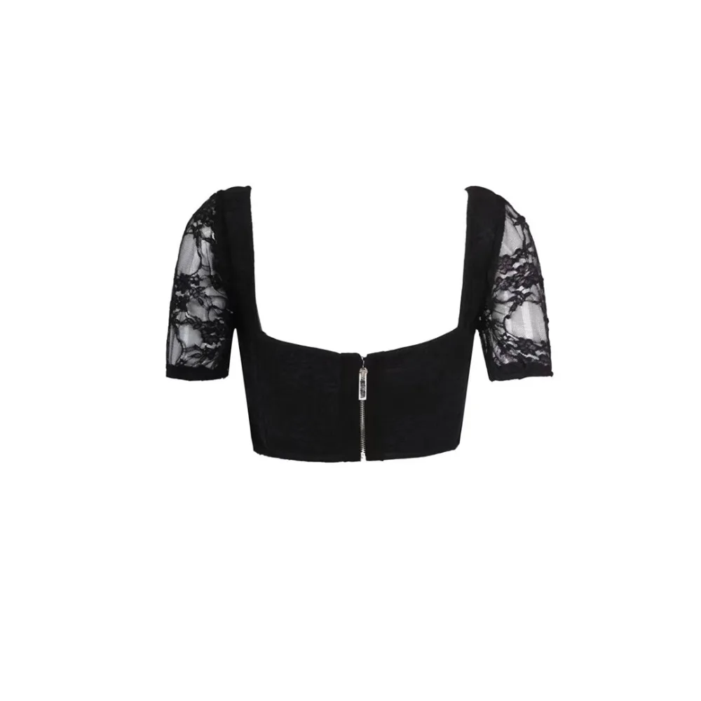 Новинка сексуальный черный кружевной бандажный топ с квадратным воротником