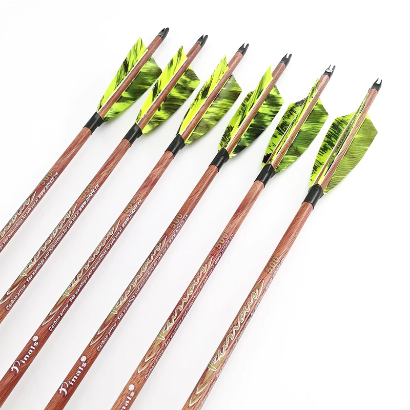 Inals Archery Spine 400 500 600 стрелы из чистого карбона древесный стержень индейки перо для
