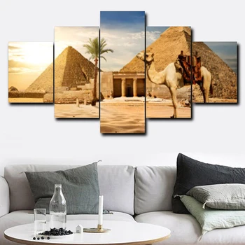 

Desert Camels Egypt Cairo Pyramid Canvas Painting Sunset Night Silhouette Modern Wall Pictures for Living Room Home Decoration
