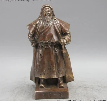 

11" Bronze Copper Mongolia Dynasty Creator Hero Gengis Khan Jenghiz Khan Statue