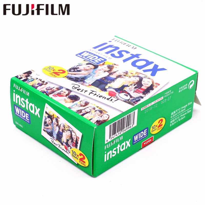 Оригинальная белая пленка Fujifilm Instax с широкими краями 40 листов для фотоаппарата