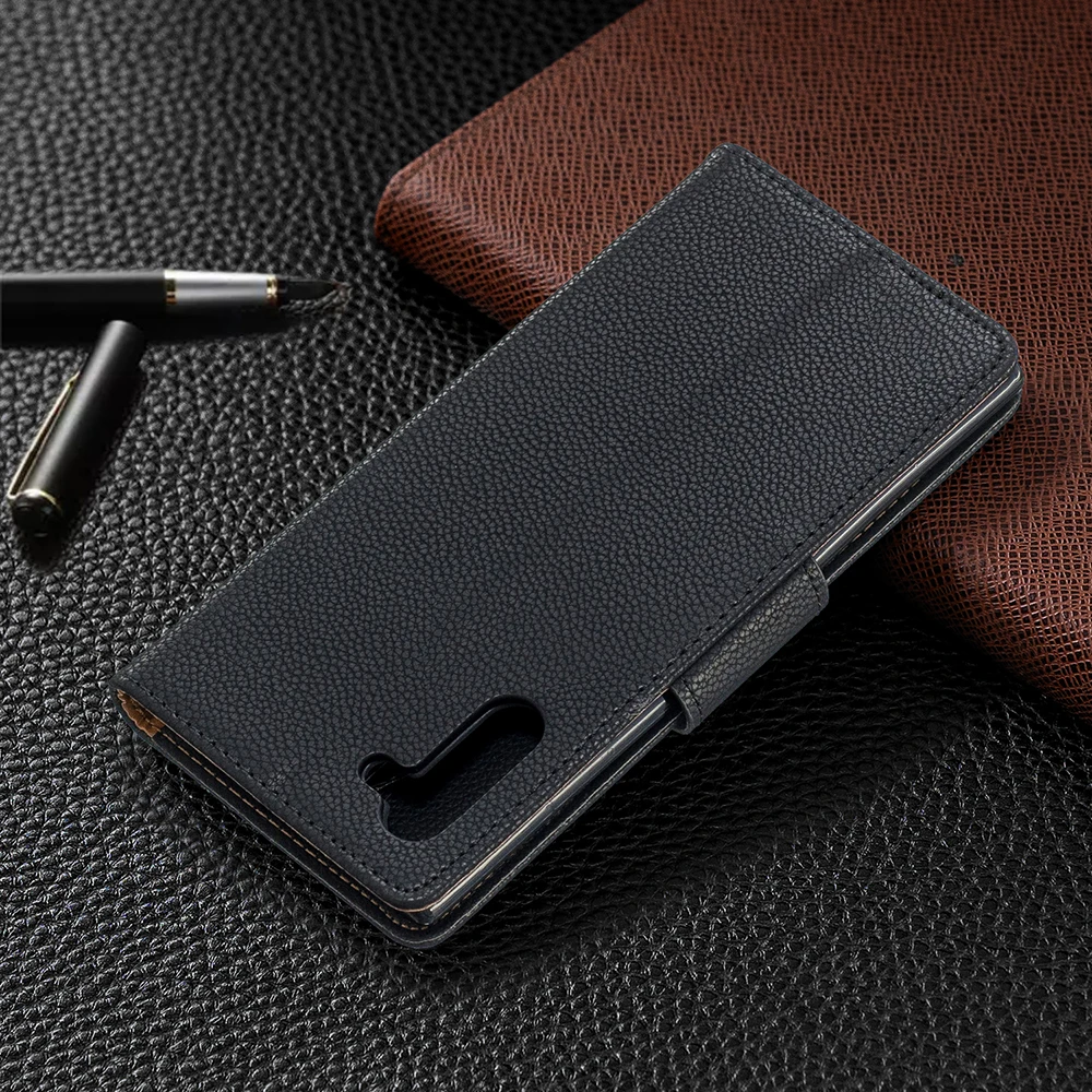 Wallet Phone Case For Samsung Galaxy Note 10 Plus Cover PU Leather Flip Stand Wrist Strap Credit Card Slots Magnetic Closure
