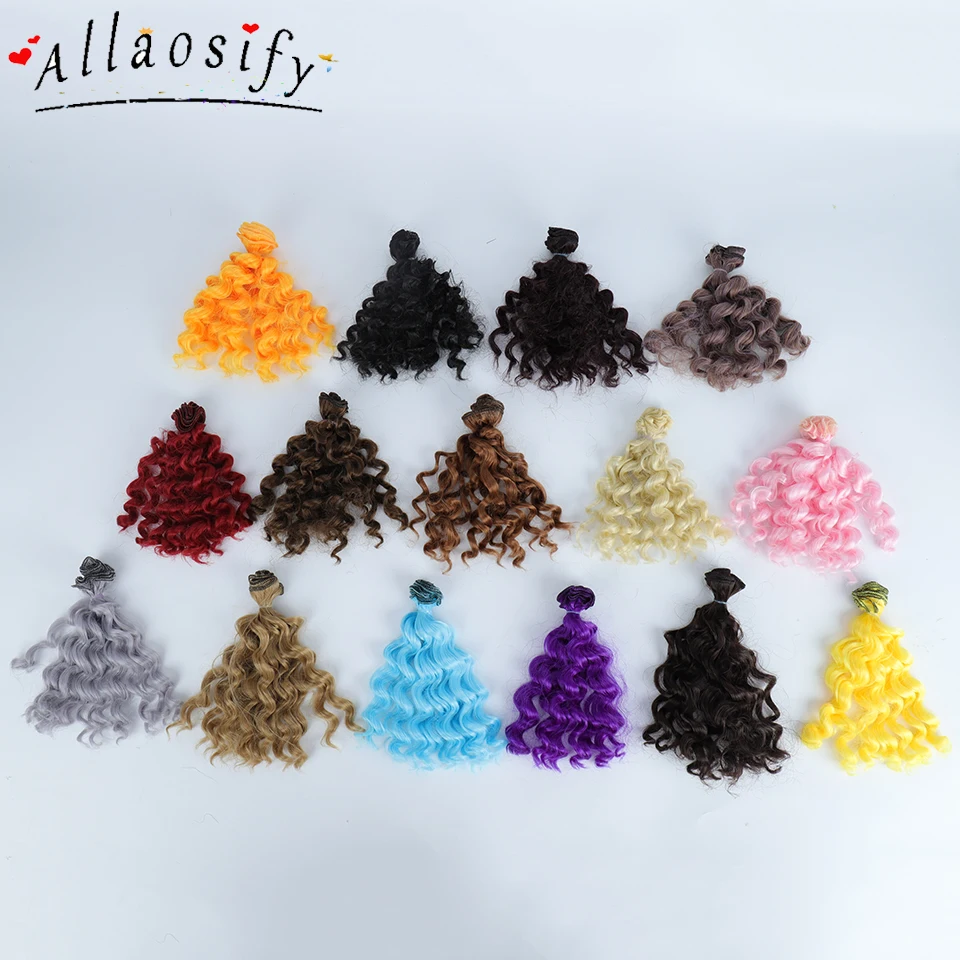 

Allaosify 15cm*100CM BJD wigs Black Gold Brown Silver Color Short curly Hair for 1/3 1/4 1/6 dolls DIY Free shipping
