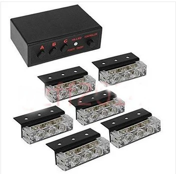 

6X3 LED Car Red Blue White Green Amber Yellow Fireman Beacon Strobe Grill Light 3 Flashing Modes