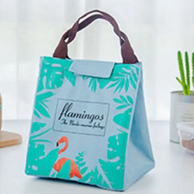 Сумка для хранения продуктов с фламинго, изолированная сумка для холодного пикника, чехол для переноски, термоконтейнер для ланча, контейнер для еды, сумка для пикника - Цвет: Зеленый