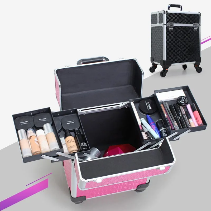 

BeaSumore Profession Rolling Luggage Spinner Multi-layer portable cosmetic case Suitcase Wheel Multifunction Toolbox