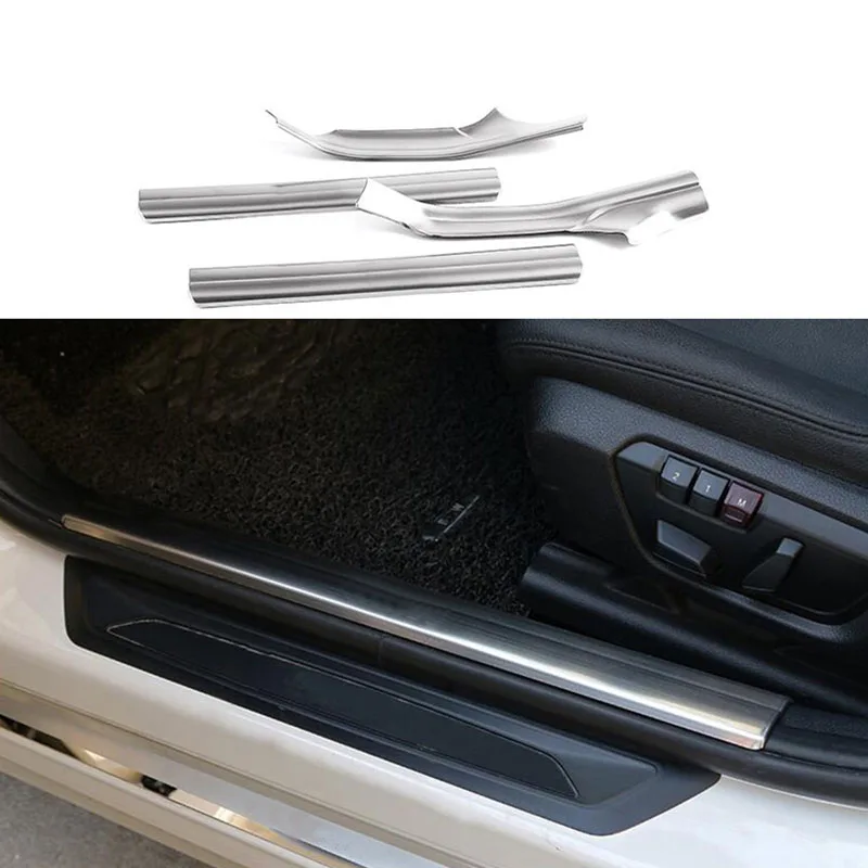 

4pcs Inner Scuff Plate Door Sill Trim Cover Pad Steel For BMW 4 Series 4dr F36 14-17