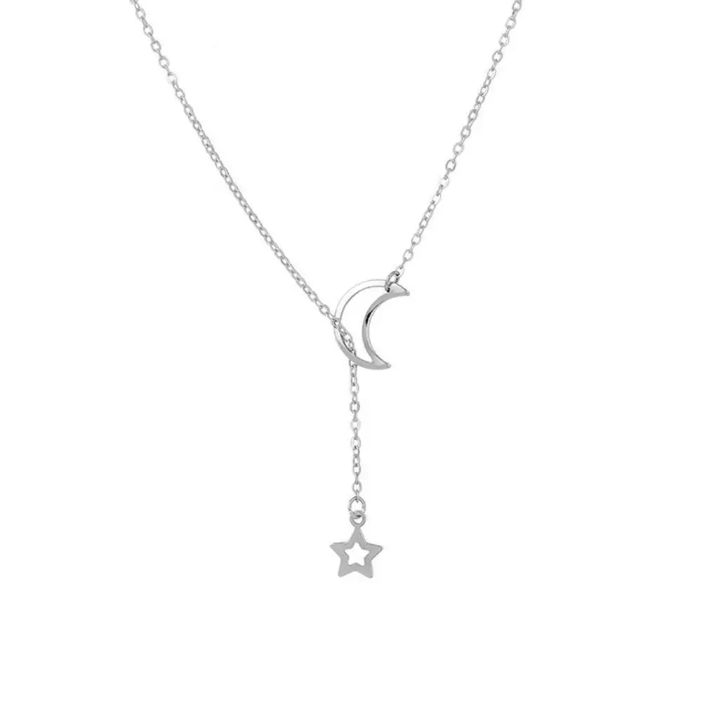Модное ювелирное изделие, ожерелье с Лунной звездой, подарок для женщин, девушек, колье, модное этническое ожерелье, винтажное массивное ожерелье - Окраска металла: Silver