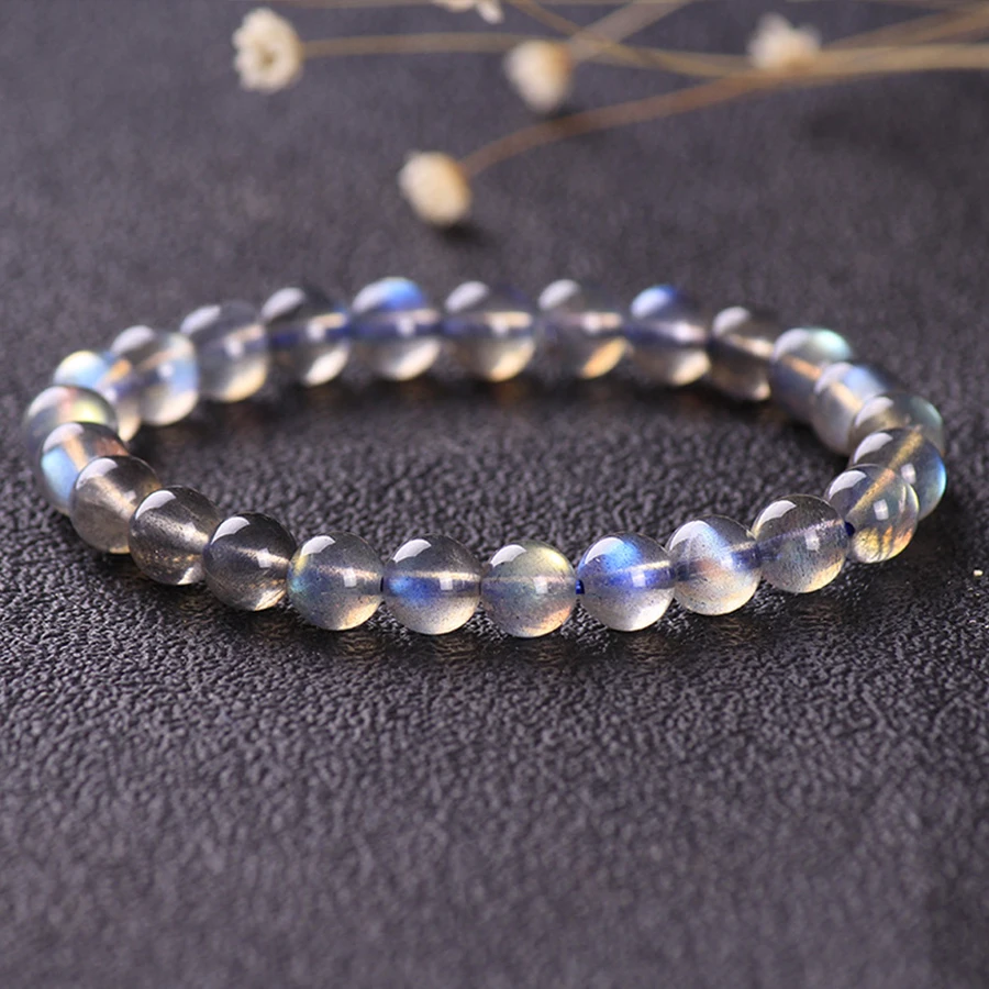 

Fashion Beaded Labradorite Bracelets for Women Energy 5A Moonstone Elasticity Strand Bracelet Handmade Nature Stone Bead Jewelry