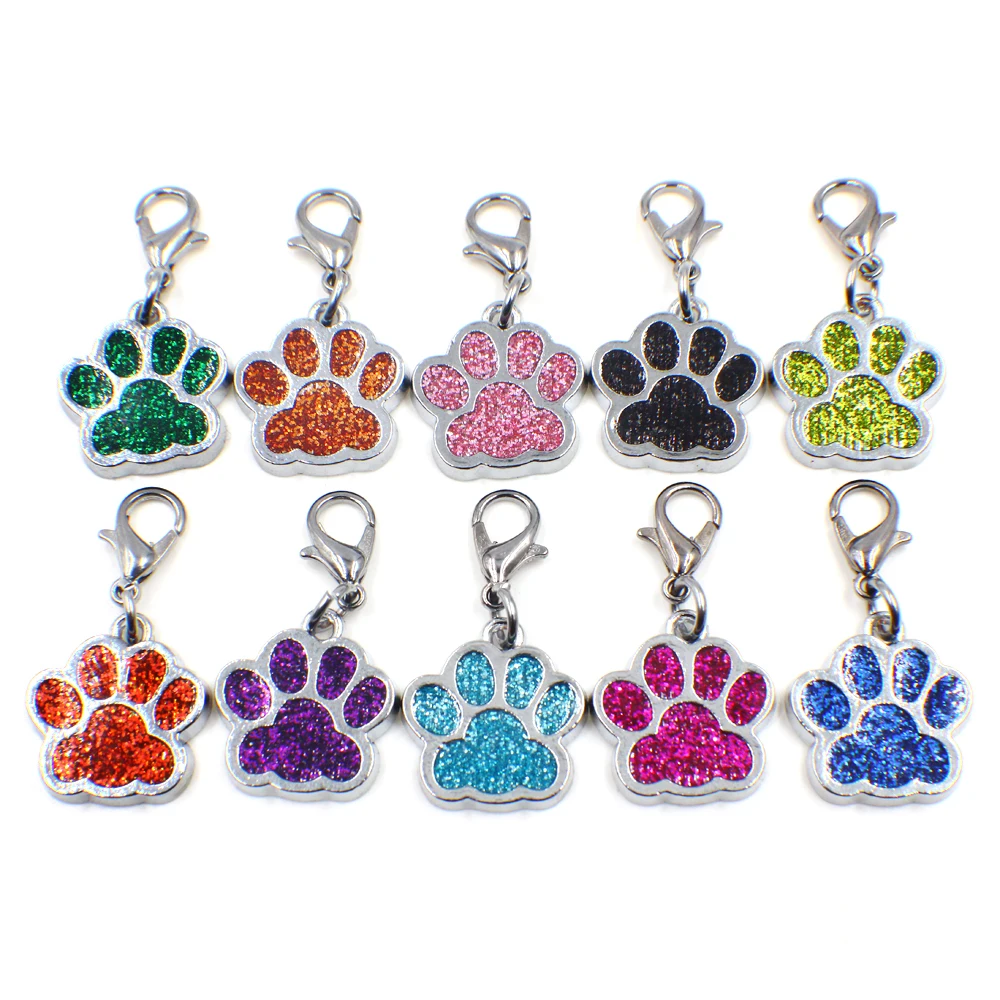 

100pcs mixed color HC358-1 Bling Enamel Cat Dog/Bear Paw Prints fit Rotating Lobster Clasp Key Chain Keyrings bag Jewelry Making