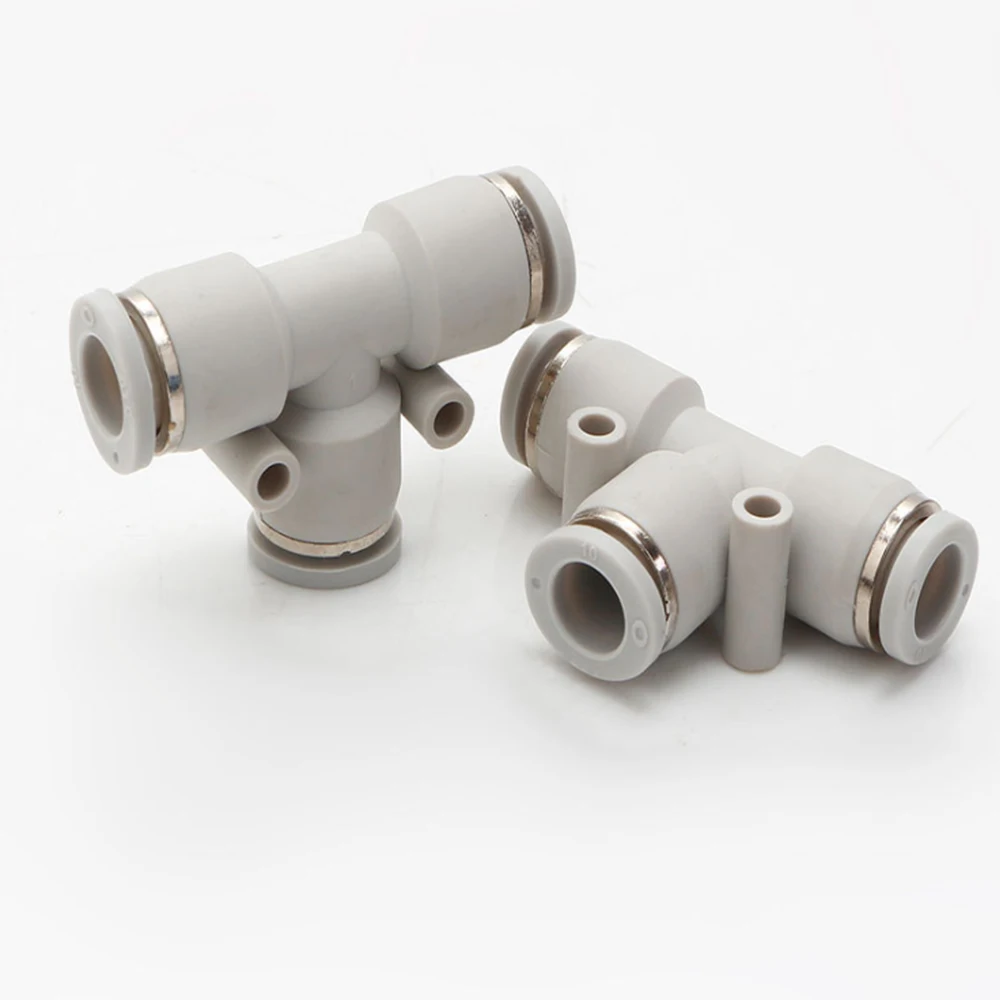 

White plastic boutique PE4/6/8/10/12/16 T-type three-way quick-release gas pipe joint smc pneumatics jointer
