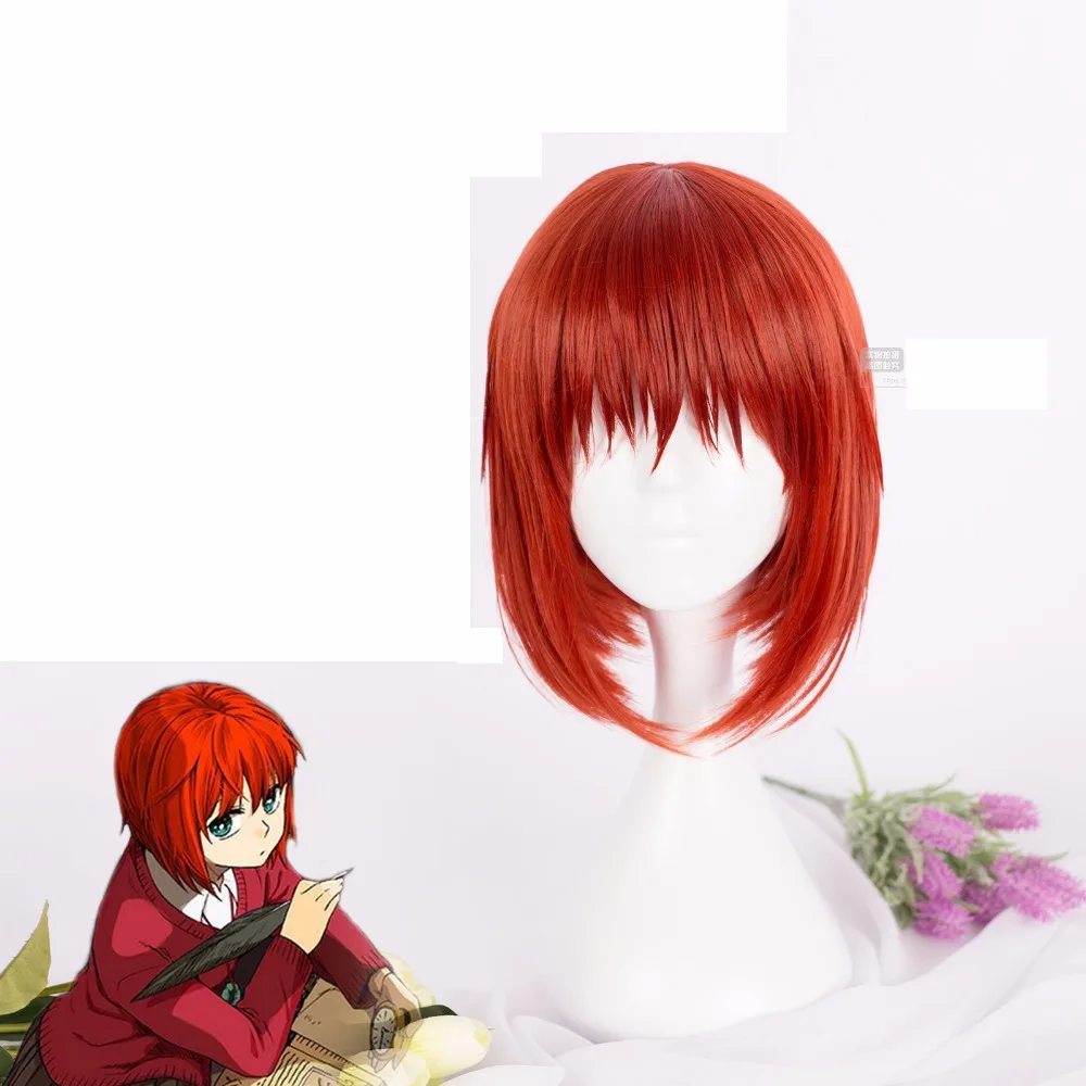 Mahoutsukai no Yome Hatori Chise короткий оранжевый красный термостойкий косплей костюм парик+ дорожка+ шапка