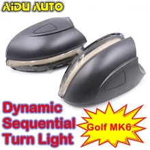 AIDUAUTO FOR VW Golf MK6 GTI 6 R line Dynamic Blinker Side Mirror indicator For Volkswagen VI R20 LED Turn Signal Light Touran 2 x turn signal lights under side mirror puddle 6 led lights for vw gti golf mk6 6 mkvi 2010 2014