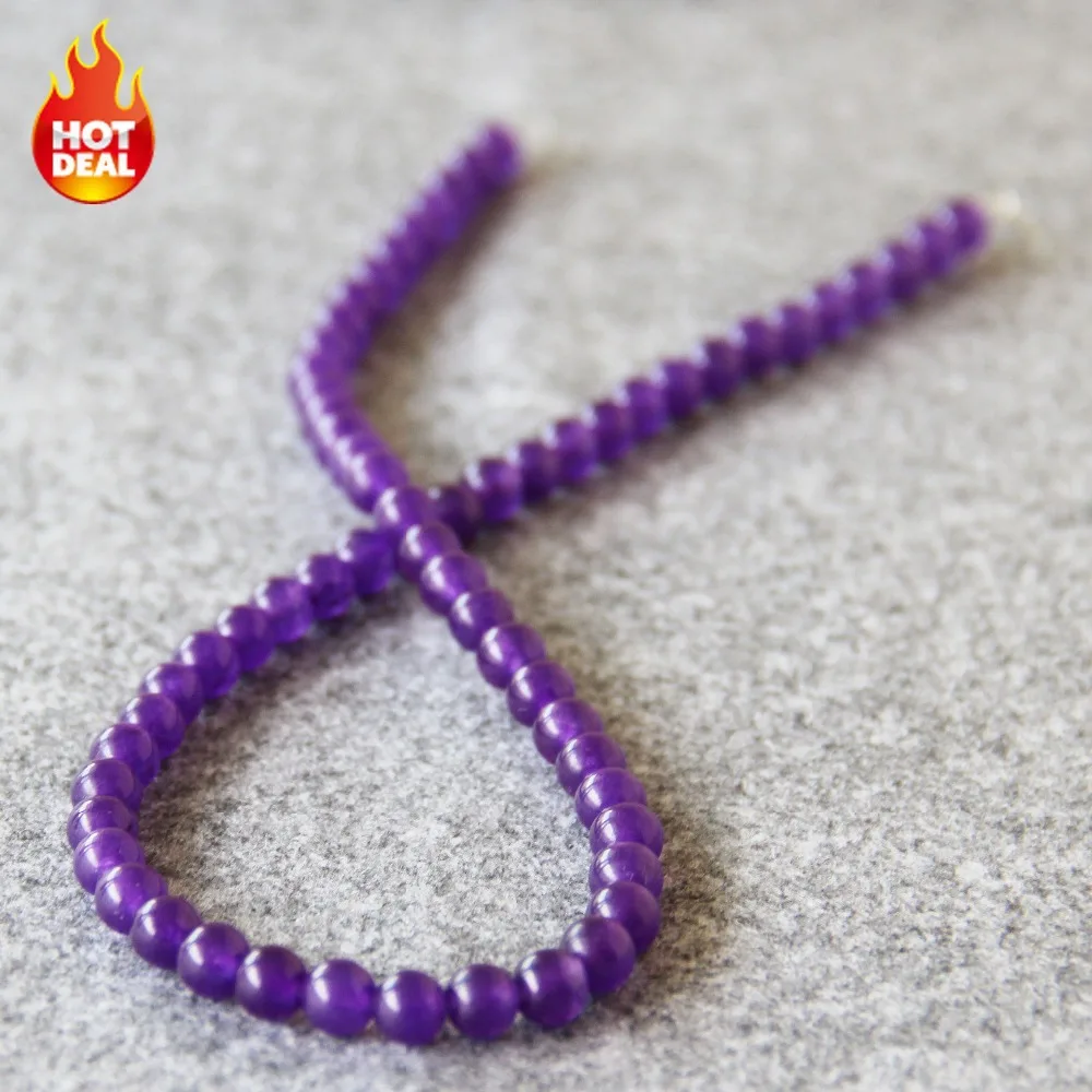 

(Min Order1) 6mm Fashion New Natural Purple Beads Round Shape Loose Beads Stone 15inch Jewelry Making Design Wholesale