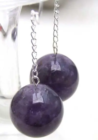 

SALE Big 16mm Round shape natural Purple Amethysts beads earring S925-ear273 wholesale/retail Free shipping