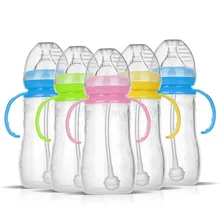 Baby Feeding Bottle Big Mouth 240ml+150ml Wide Neck High Temperature Resistance Food Grade PP With Dust Cover