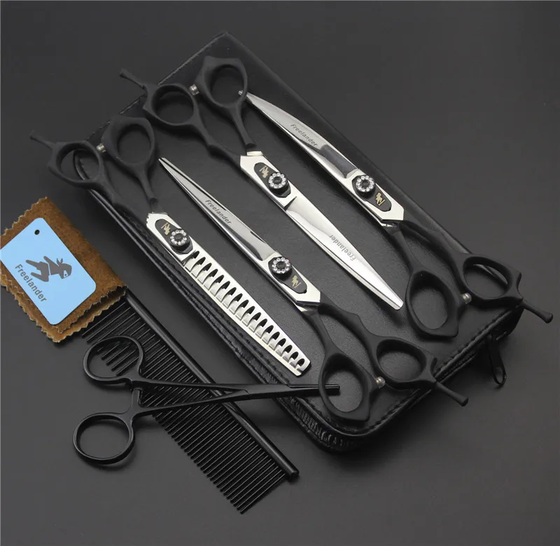 7inch big Tooth Black Pet grooming scissors sets,pet scissors,STRAIHT