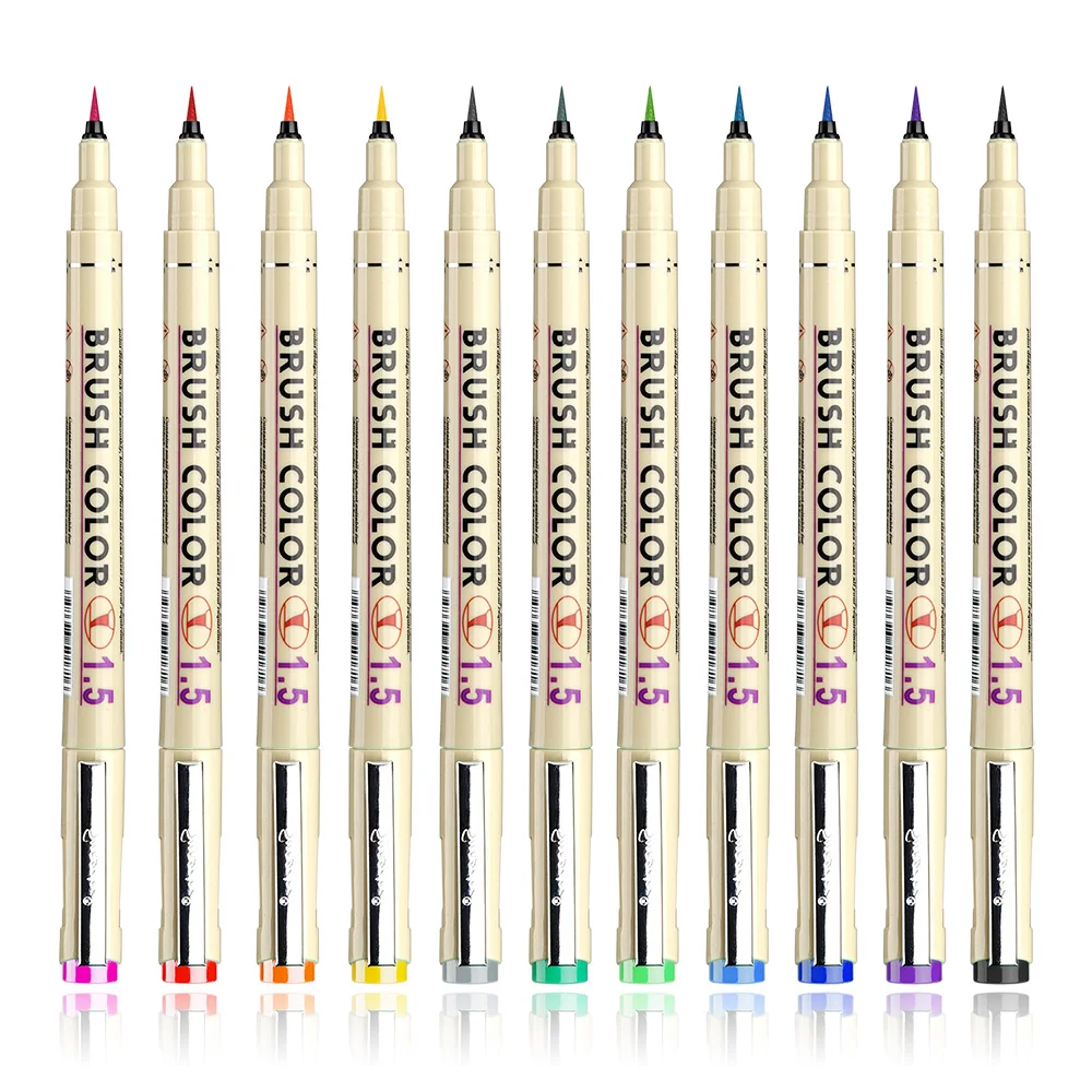 

Micron Needle Soft Brush Tip Drawing Pen 12 Colors Brush Tip Pen Sketch Markers Set For Artists